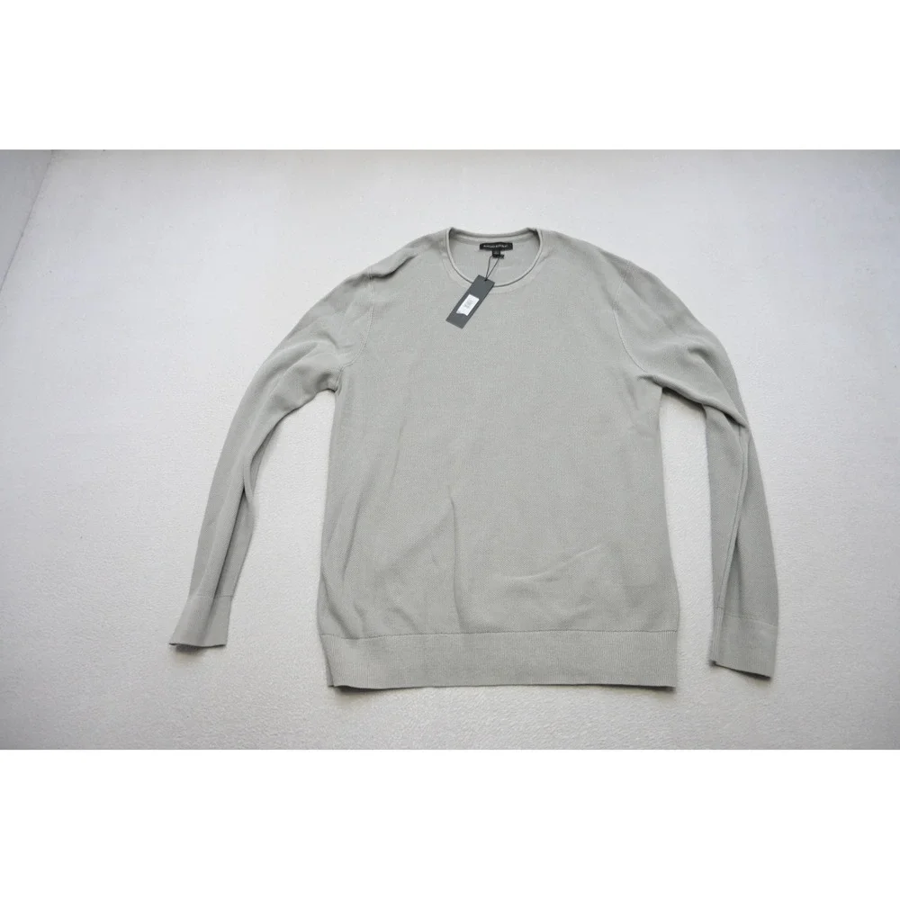 Banana Republic Thermal Sweater Mens Large Gray Long Sleeve‎ Waffle Knit NWT
